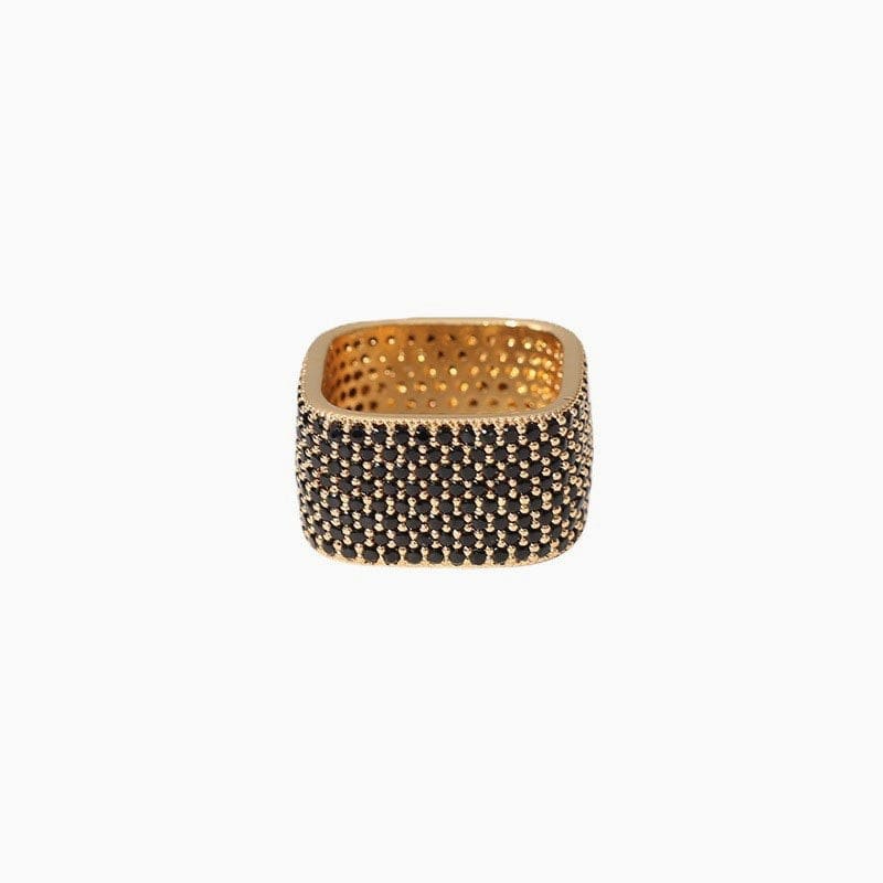 Women's Gold Plated Cubic Zirconia Cigar Band Ring | Bramshaw_1