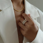 Women's Gold Plated Cubic Zirconia Cigar Band Ring | Bramshaw_2