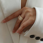 Women's Gold Plated Cubic Zirconia Cigar Band Ring | Bramshaw_5