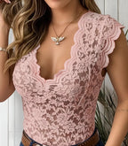 Women's Lace V Neck Top | Ruthven_10