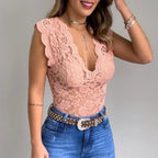 Women's Lace V Neck Top | Ruthven_13