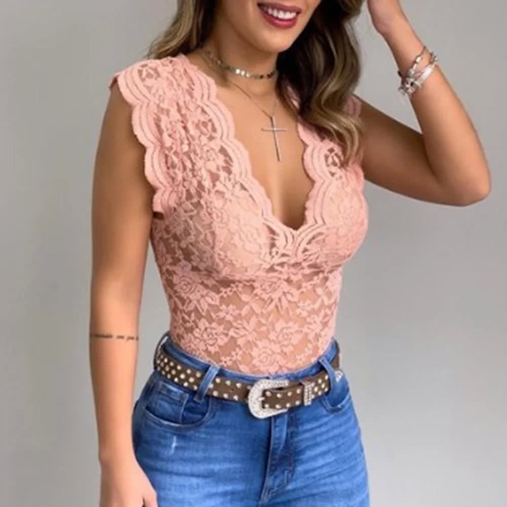 Women's Lace V Neck Top | Ruthven_13