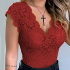 Women's Lace V Neck Top | Ruthven_15