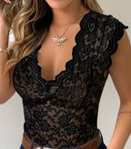 Women's Lace V Neck Top | Ruthven_17