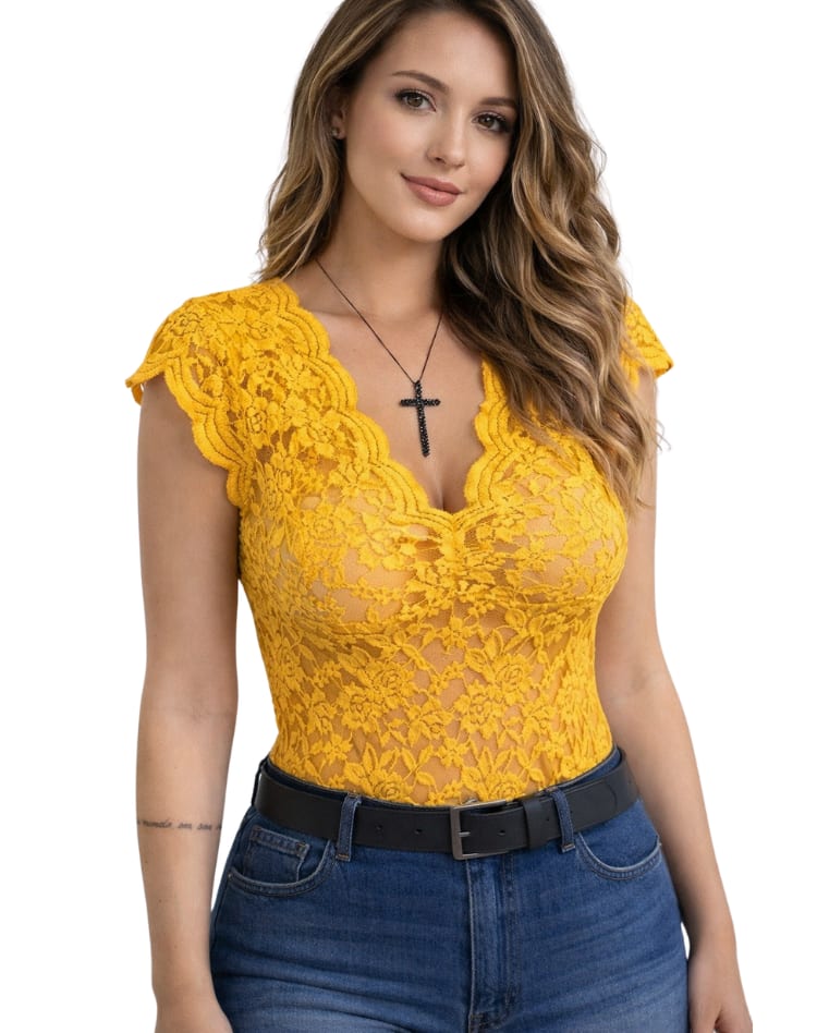Women's Lace V Neck Top | Ruthven_21