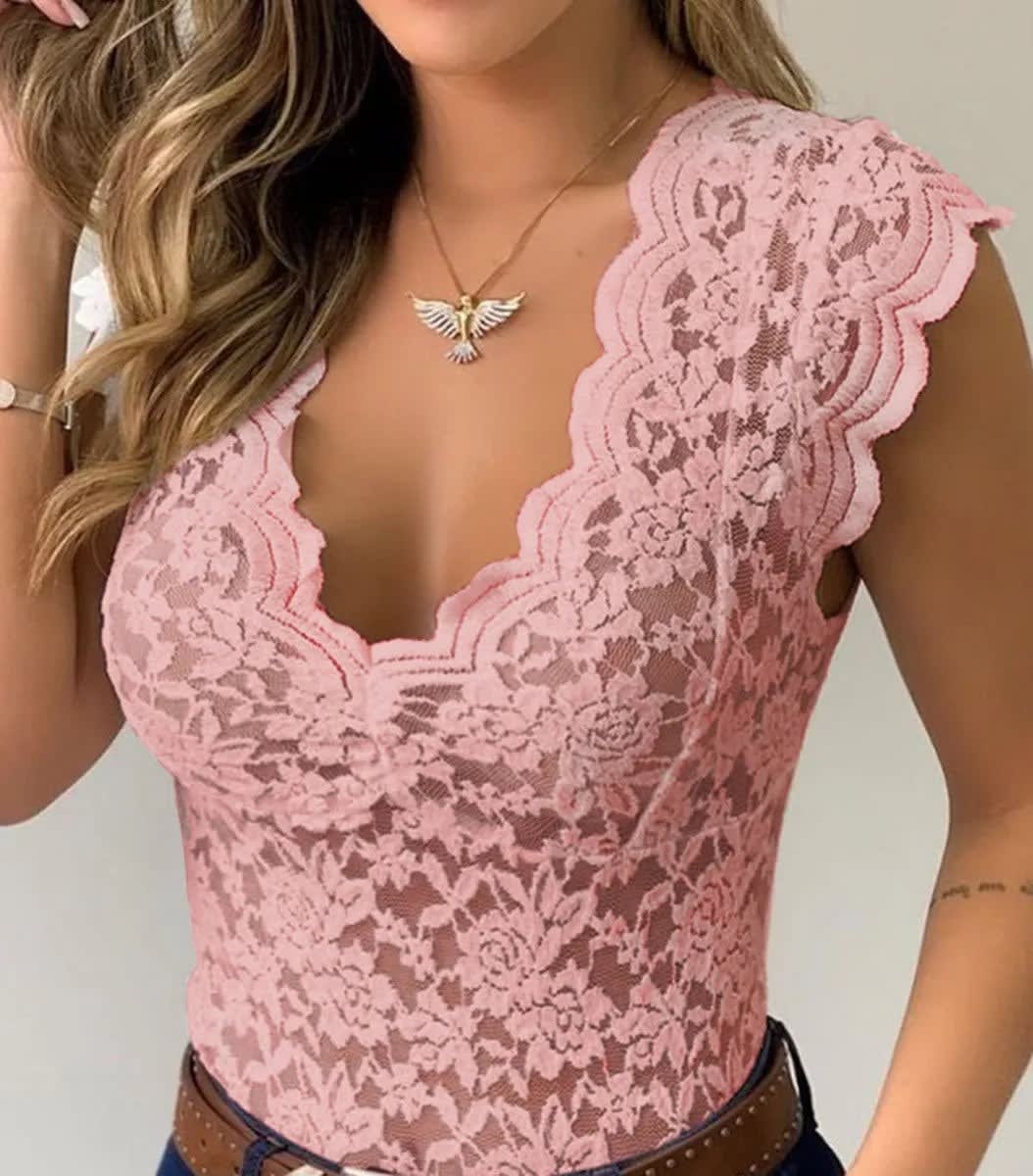 Women's Lace V Neck Top | Ruthven_9