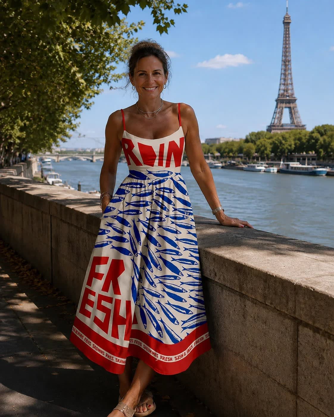 Women's Printed Spaghetti Strap Midi Dress | Hambleton_2
