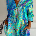 Women's Abstract Print Button Front Blouse | Araminta_1