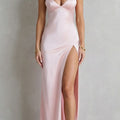 Women's Satin High Slit Maxi Dress | Rosabel_1