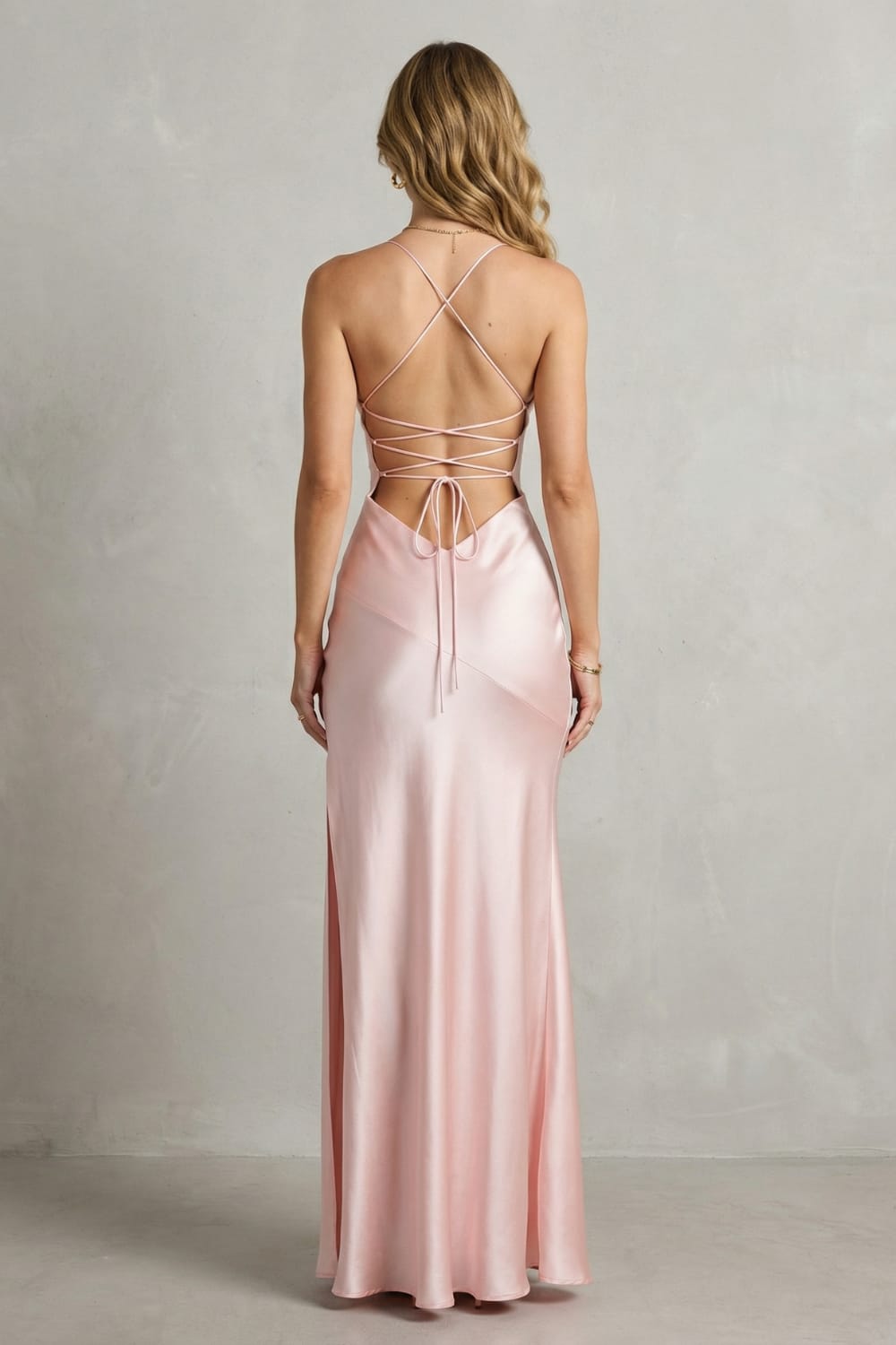 Women's Satin High Slit Maxi Dress | Rosabel_4