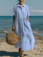 Women's Cotton Maxi Shirt Dress | Alderley_2