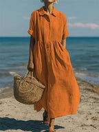 Women's Cotton Maxi Shirt Dress | Alderley_5