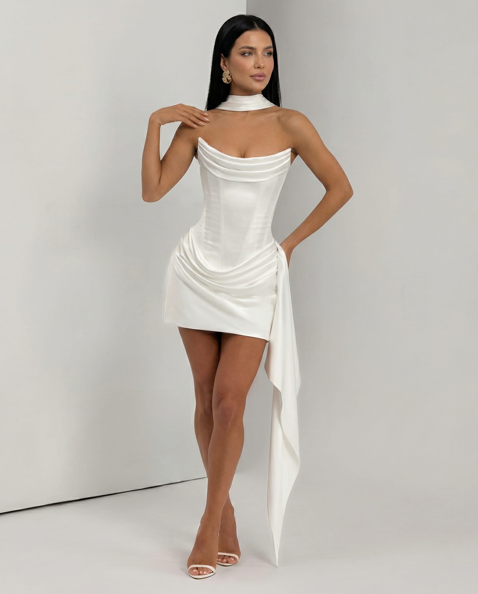 Women's Satin Corset Mini Dress | Emmeline_11
