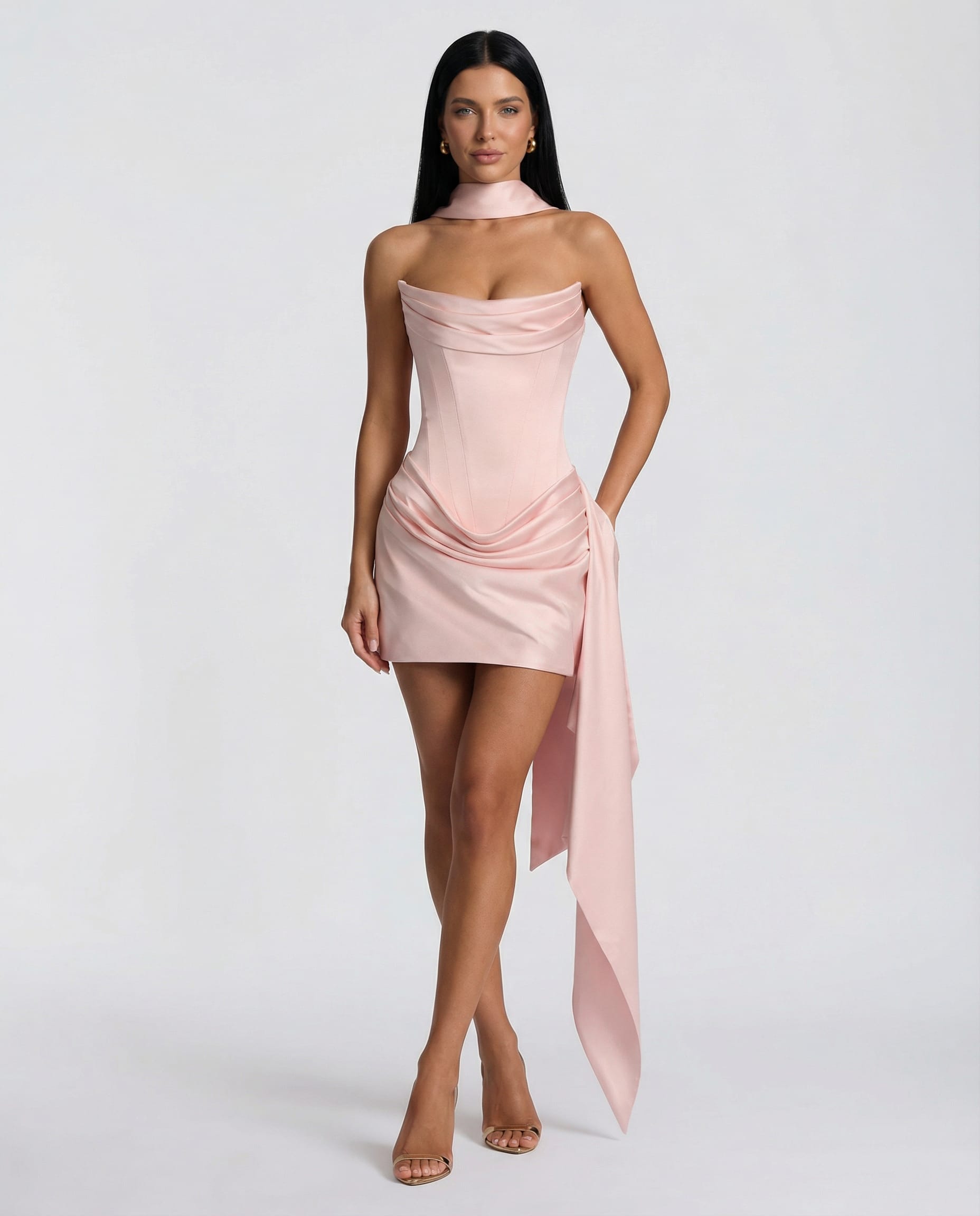 Women's Satin Corset Mini Dress | Emmeline_12