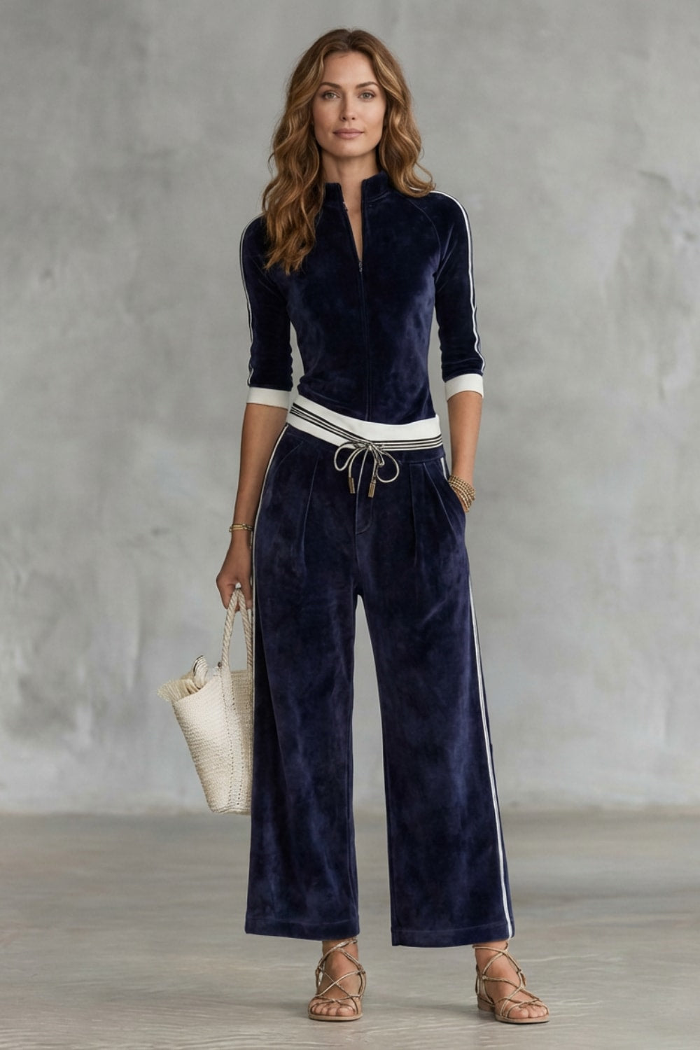 Women's Velour Wide Leg Two Piece Set | Whitfield_2