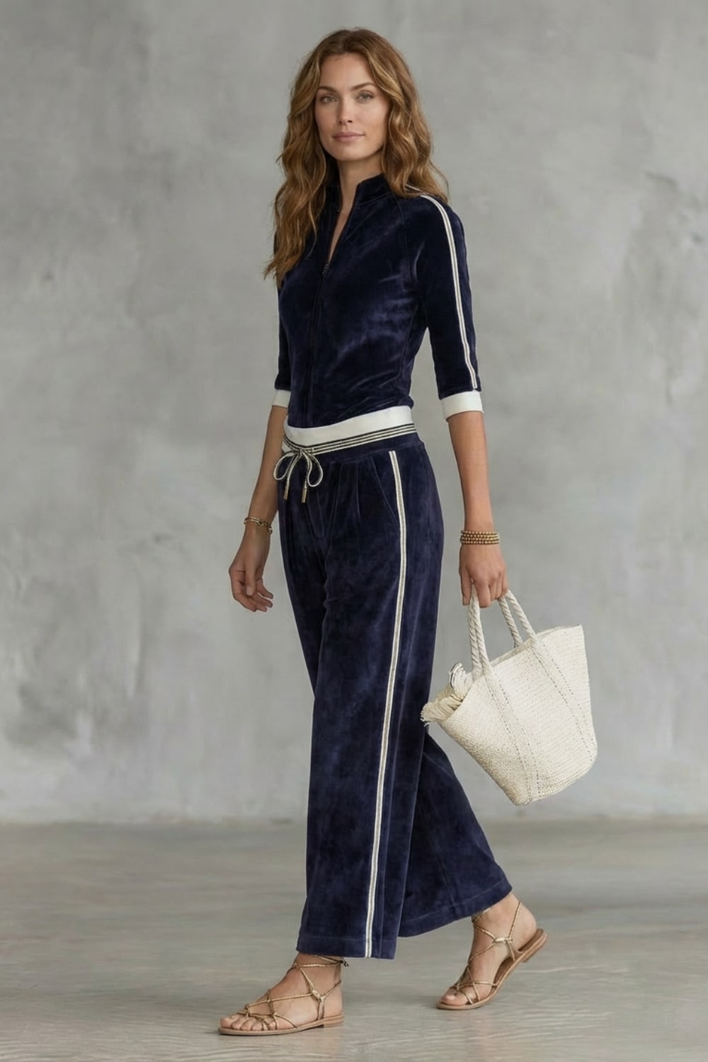 Women's Velour Wide Leg Two Piece Set | Whitfield_3