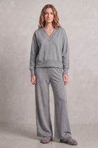 Women's V-Neck Wide Leg Lounge Set | Willoughby_2