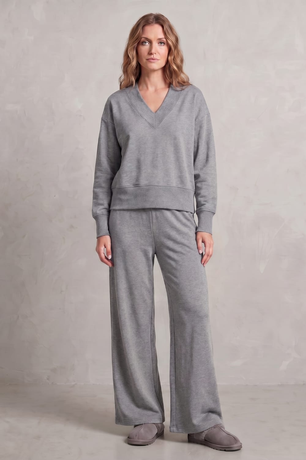 Women's V-Neck Wide Leg Lounge Set | Willoughby_2