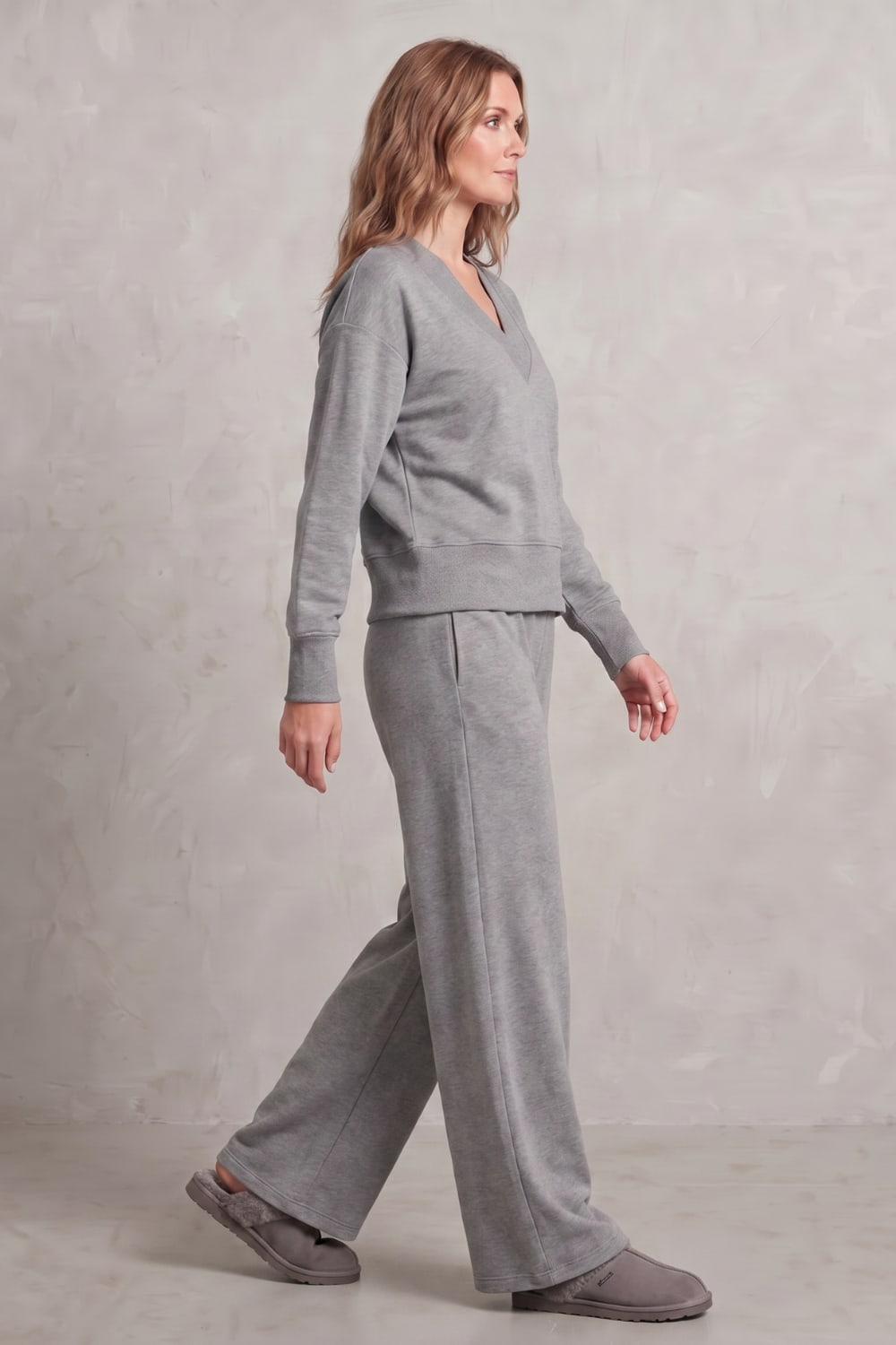Women's V-Neck Wide Leg Lounge Set | Willoughby_3