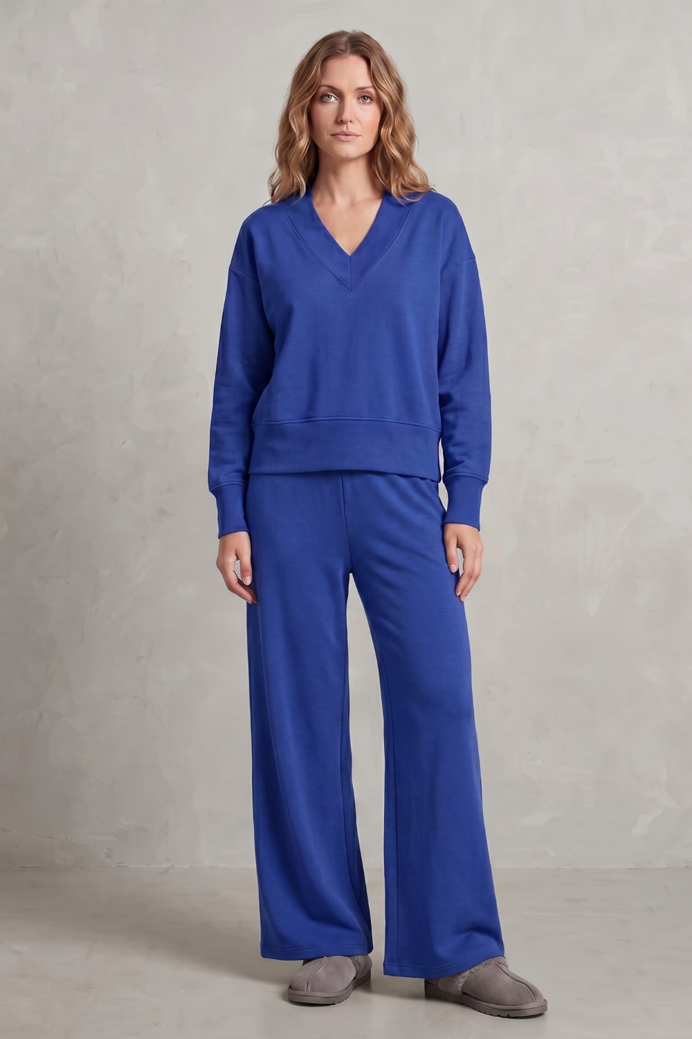 Women's V-Neck Wide Leg Lounge Set | Willoughby_6