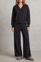 Women's V-Neck Wide Leg Lounge Set | Willoughby_7