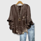 Women's Floral Ruffle Sleeve Blouse | Primrose_4