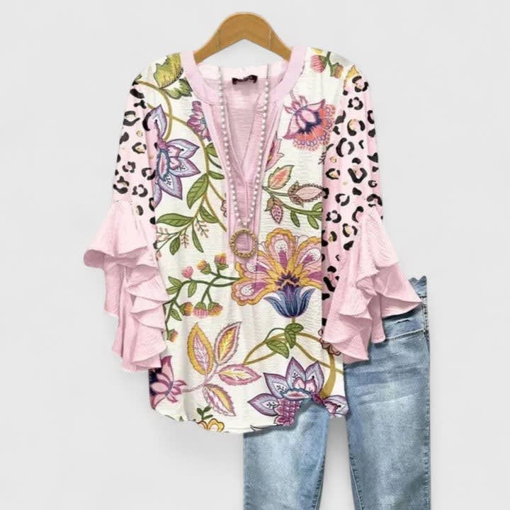 Women's Floral Ruffle Sleeve Blouse | Primrose_8