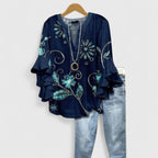 Women's Floral Ruffle Sleeve Blouse | Primrose_9
