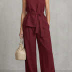 Women's Tie Waist Wide Leg Trouser Set | Wycliffe_1