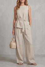 Women's Tie Waist Wide Leg Trouser Set | Wycliffe_5