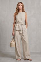 Women's Tie Waist Wide Leg Trouser Set | Wycliffe_6