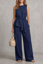 Women's Tie Waist Wide Leg Trouser Set | Wycliffe_7