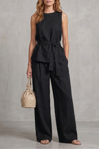 Women's Tie Waist Wide Leg Trouser Set | Wycliffe_9