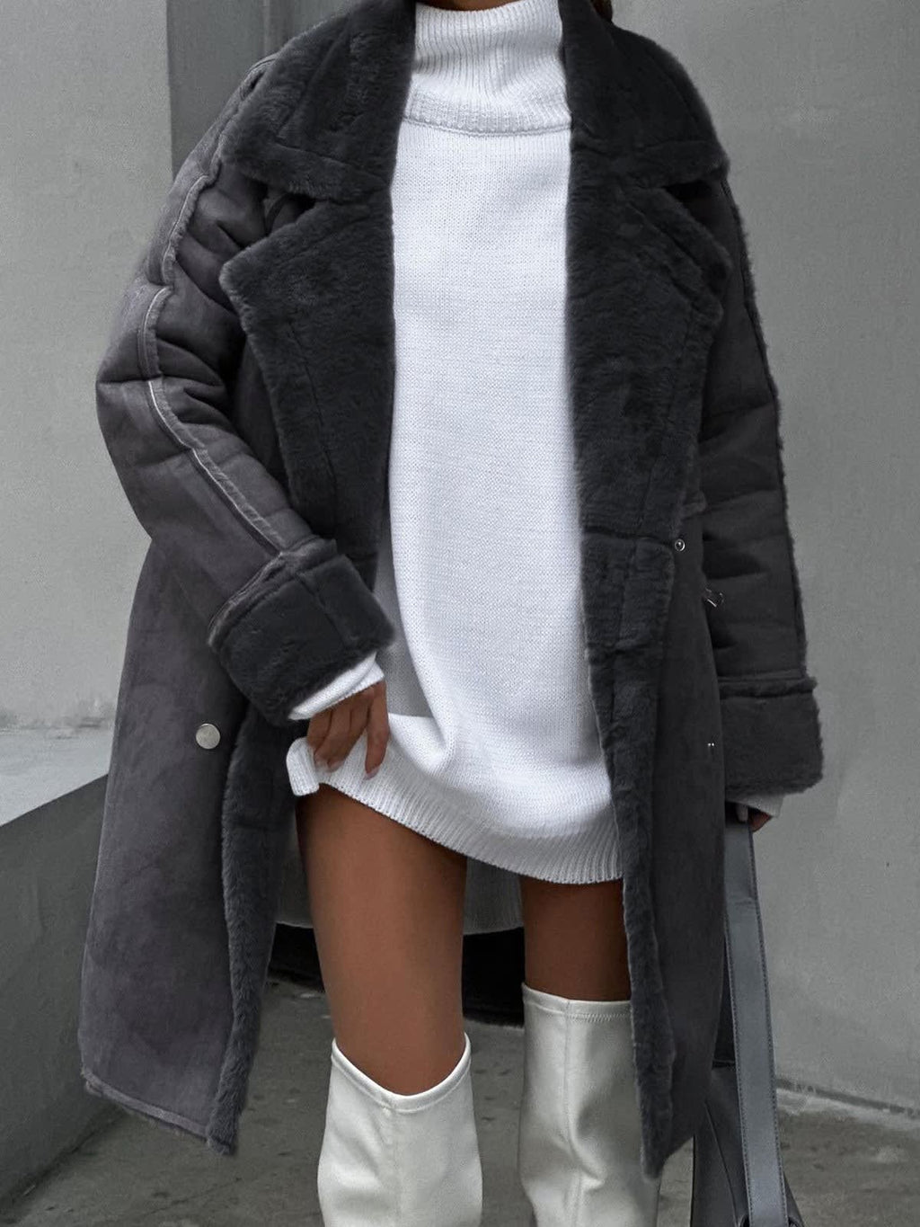 Women's Faux Fur Trim Longline Coat | Clemency_2