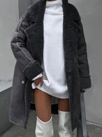 Women's Faux Fur Trim Longline Coat | Clemency_2