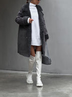 Women's Faux Fur Trim Longline Coat | Clemency_4