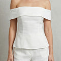 Women's Off Shoulder Linen Blend Two Piece Set | Ansteys_1