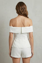 Women's Off Shoulder Linen Blend Two Piece Set | Ansteys_4
