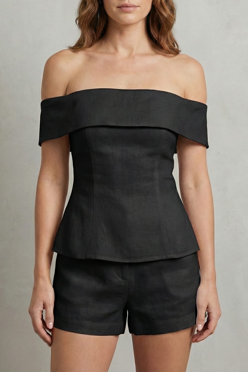Women's Off Shoulder Linen Blend Two Piece Set | Ansteys_5