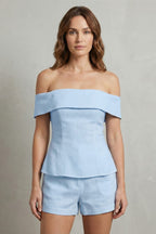 Women's Off Shoulder Linen Blend Two Piece Set | Ansteys_8