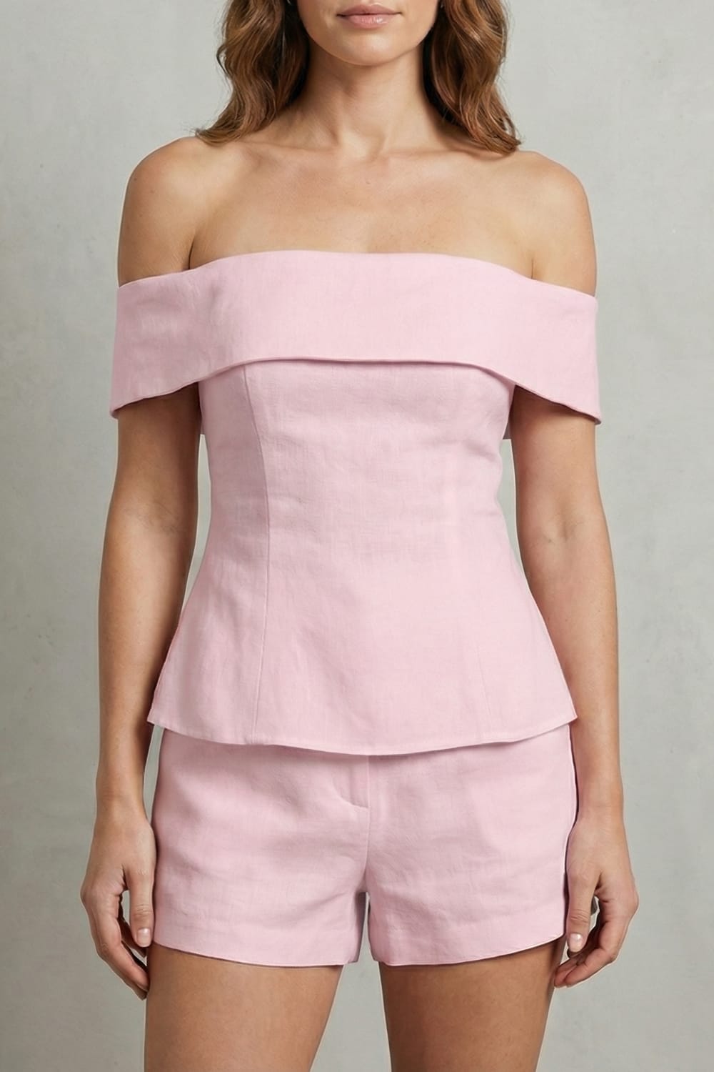Women's Off Shoulder Linen Blend Two Piece Set | Ansteys_9