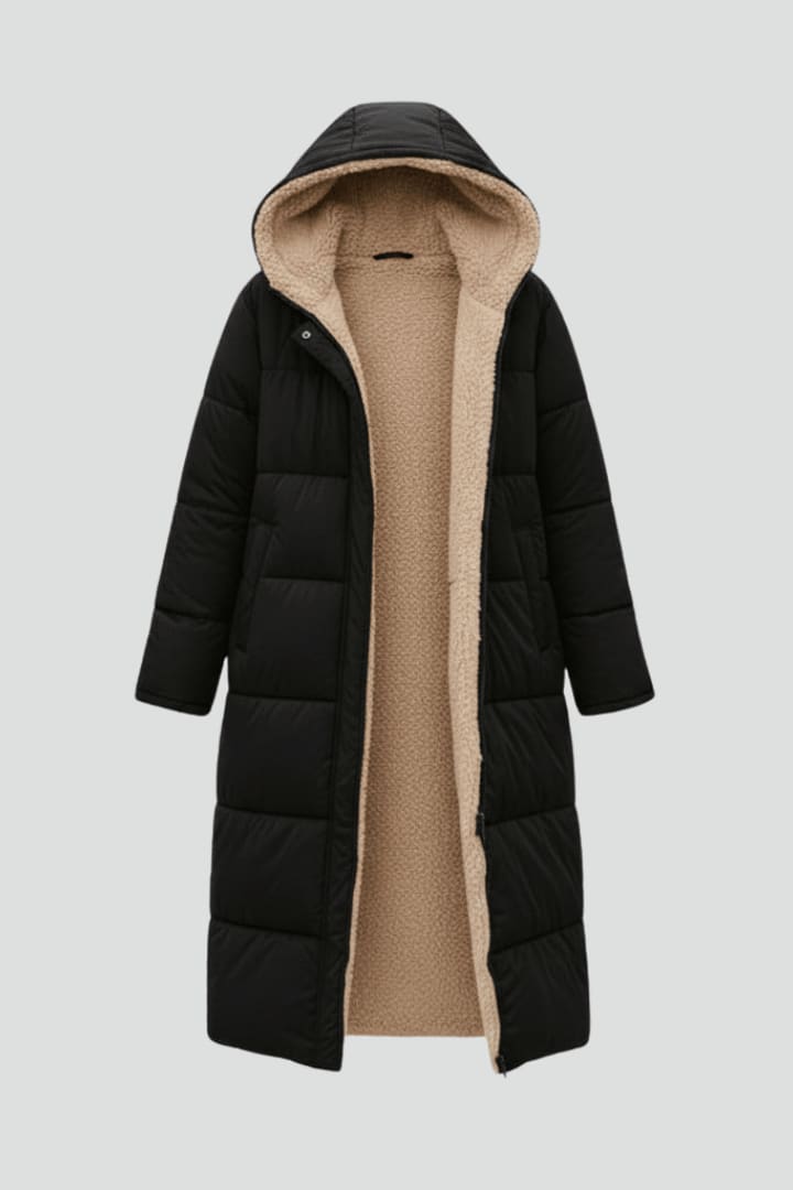 Women's Sherpa Lined Longline Puffer Coat | Penrose_2