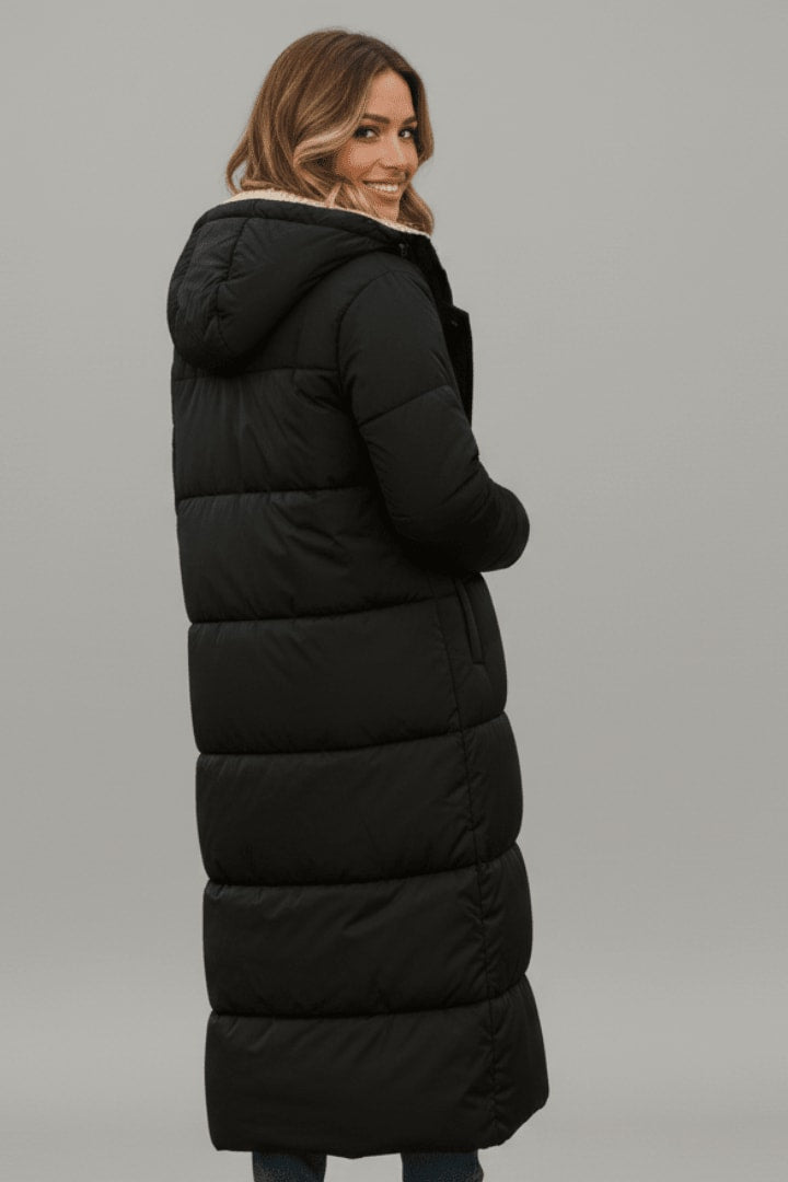 Women's Sherpa Lined Longline Puffer Coat | Penrose_4