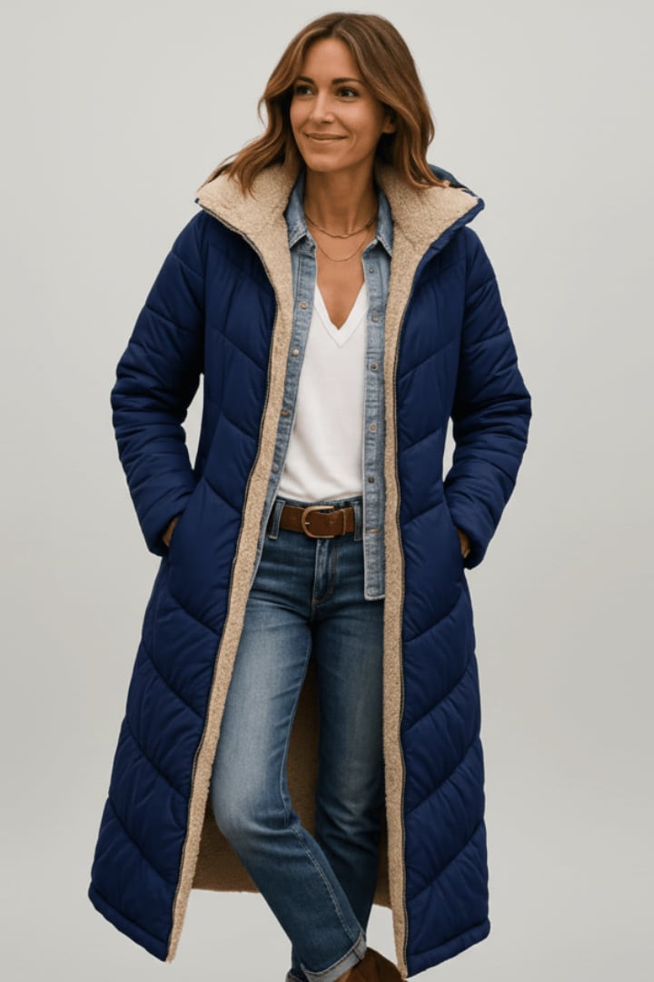 Women's Sherpa Lined Longline Puffer Coat | Penrose_5