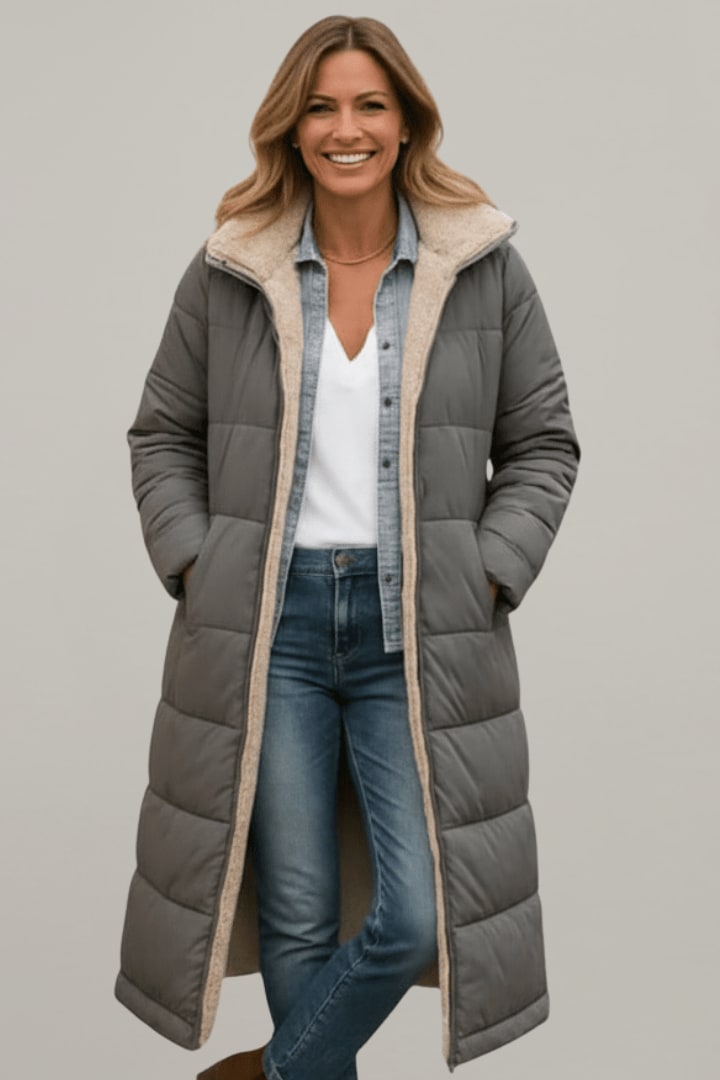 Women's Sherpa Lined Longline Puffer Coat | Penrose_6