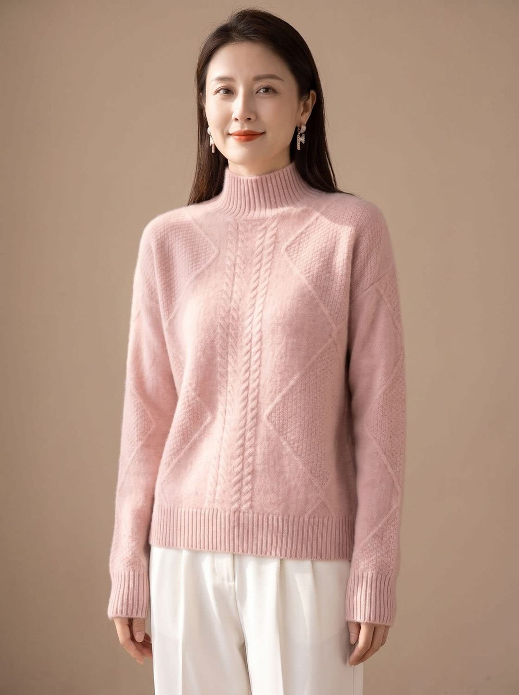 Women's Cable Knit Mock Neck Sweater | Hartfield_3