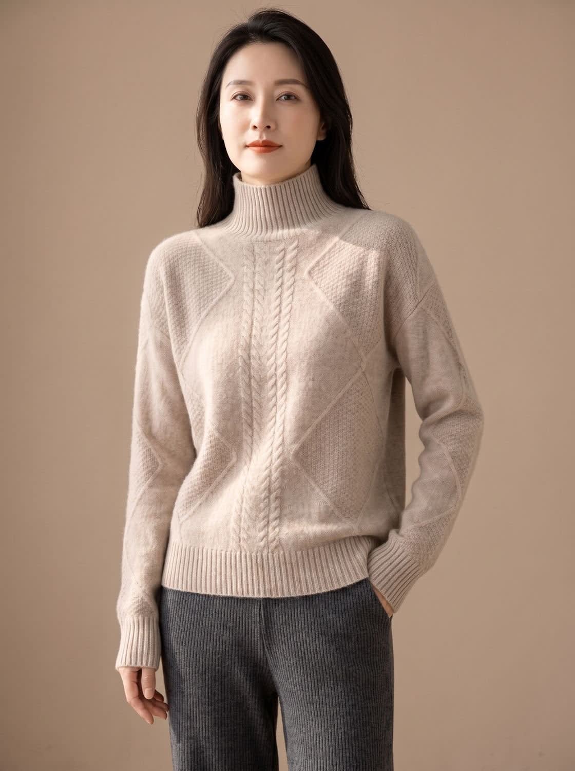 Women's Cable Knit Mock Neck Sweater | Hartfield_4