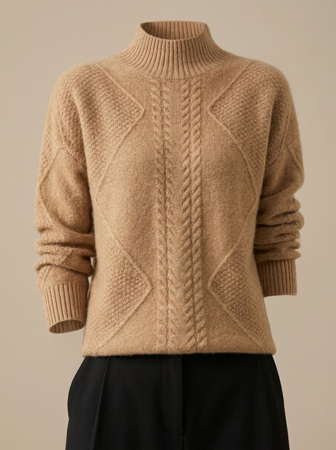 Women's Cable Knit Mock Neck Sweater | Hartfield_5