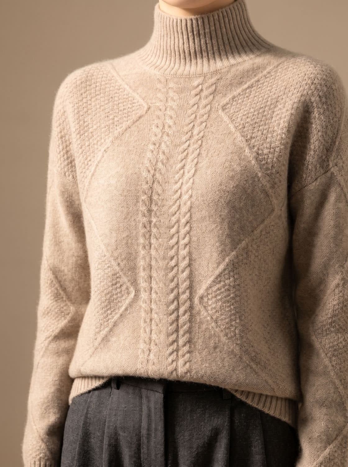 Women's Cable Knit Mock Neck Sweater | Hartfield_6