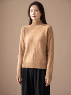 Women's Cable Knit Mock Neck Sweater | Hartfield_7